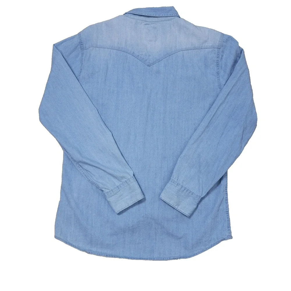 Vintage Levis Red Tab Mens XL Blue Denim Pearl Snap Long‎ Sleeve Light Wash